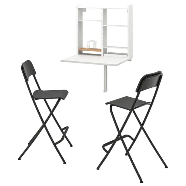 Set masă și scaune Ikea Norberg/Franklin Dreptunghiulară / PAL / White photo 1