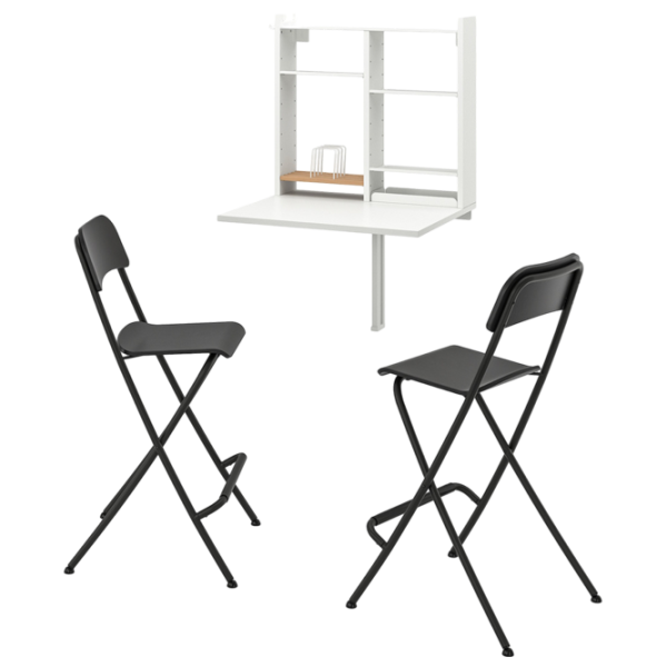 Set masă și scaune Ikea Norberg/Franklin Dreptunghiulară / PAL / White photo 1