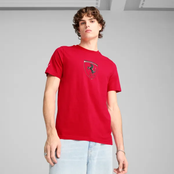 Tricou pentru bărbați Puma Ferrari Race Tonal Big Shield Tee 100% bumbac / Red photo 2
