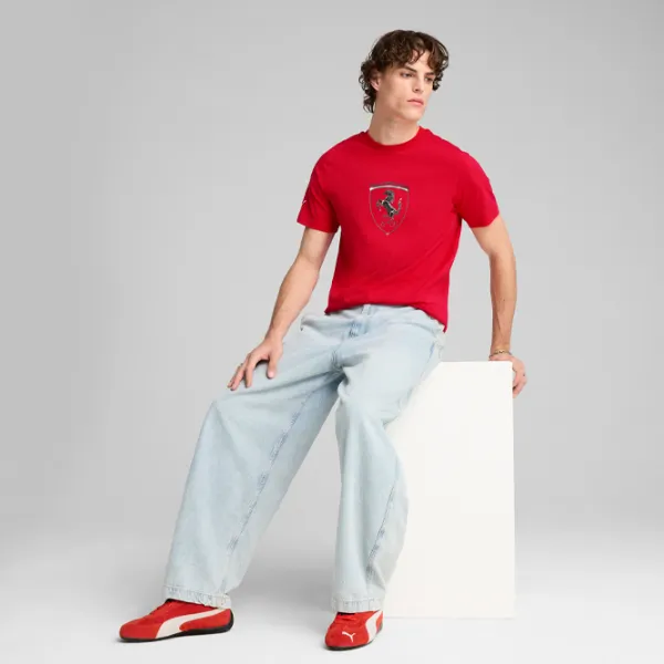 Tricou pentru bărbați Puma Ferrari Race Tonal Big Shield Tee 100% bumbac / Red photo 5