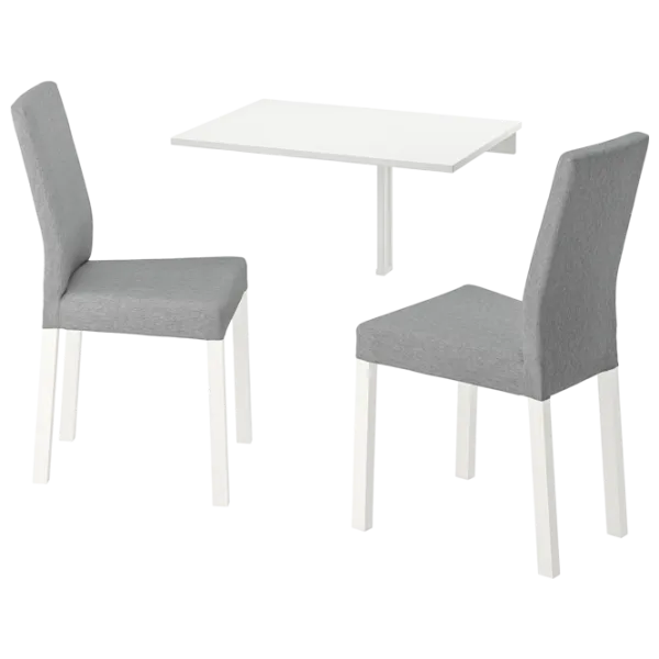 Обеденные стол со стульями Ikea Norberg/Kattil/Knisa Прямоугольная / ДСП / Серый photo 1