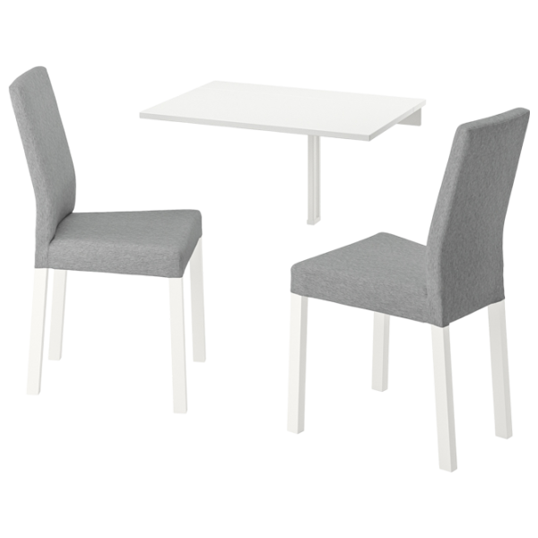 Обеденные стол со стульями Ikea Norberg/Kattil/Knisa Прямоугольная / ДСП / Серый photo 1