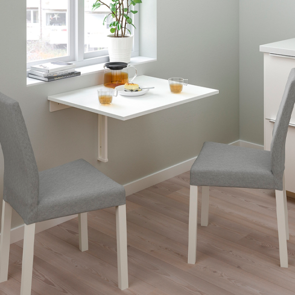 Обеденные стол со стульями Ikea Norberg/Kattil/Knisa Прямоугольная / ДСП / Серый photo 4