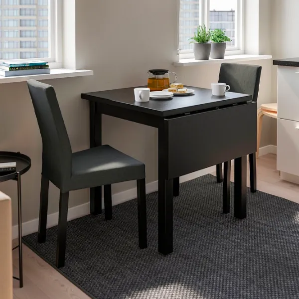Set masă și scaune Ikea Nordviken/Kattil/Knisa Dreptunghiulară / PAL / Black photo 7