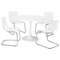 Set masă și scaune Ikea Docksta/Tobias Rotundă / PAL / White