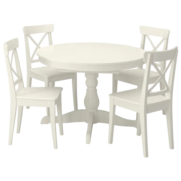 Обеденные стол со стульями Ikea Ingatorp/Ingolf Овальная / ДСП / Белый photo 1