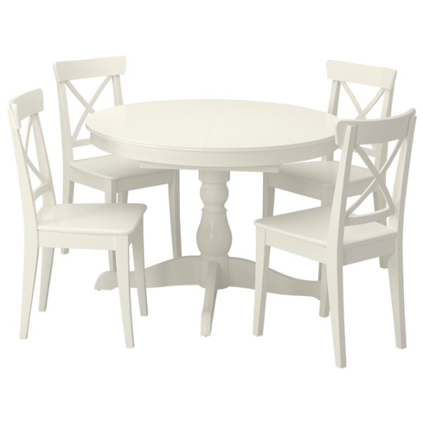 Обеденные стол со стульями Ikea Ingatorp/Ingolf Овальная / ДСП / Белый photo 1