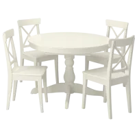 Обеденные стол со стульями Ikea Ingatorp/Ingolf Овальная / ДСП / Белый