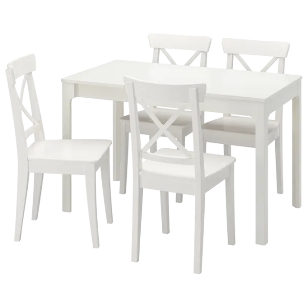 Set masă și scaune Ikea Ekedalen/Ingolf Dreptunghiulară / PAL / White photo 1