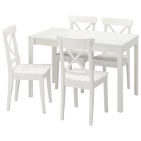 Set masă și scaune Ikea Ekedalen/Ingolf Dreptunghiulară / PAL / White