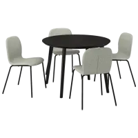 Set masă și scaune Ikea Lisabo/Karlpetter/Gunnared Rotundă / MDF / Black