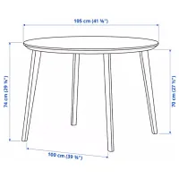 Set masă și scaune Ikea Lisabo/Karlpetter/Gunnared Rotundă / MDF / Black photo 6