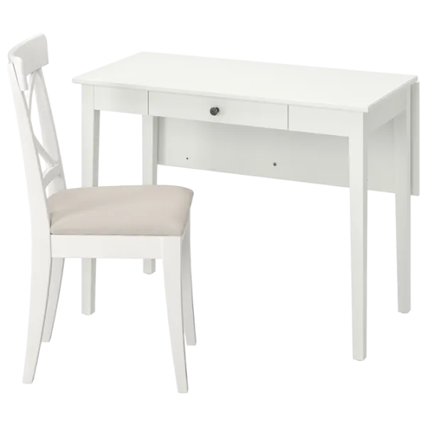 Обеденные стол со стульями Ikea Idanas/Ingolf/Hallarp Прямоугольная / ДСП / Белый photo 1 Обеденные стол со стульями Ikea Idanas/Ingolf/Hallarp Прямоугольная / ДСП / Белый photo 1