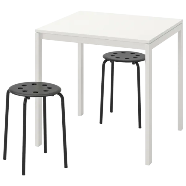 Обеденные стол со стульями Ikea Melltorp/Marius Квадратная / ДСП / Белый photo 1 Обеденные стол со стульями Ikea Melltorp/Marius Квадратная / ДСП / Белый photo 1