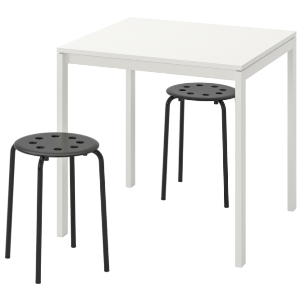 Обеденные стол со стульями Ikea Melltorp/Marius Квадратная / ДСП / Белый photo 1 Обеденные стол со стульями Ikea Melltorp/Marius Квадратная / ДСП / Белый photo 1