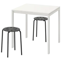 Обеденные стол со стульями Ikea Melltorp/Marius Квадратная / ДСП / Белый