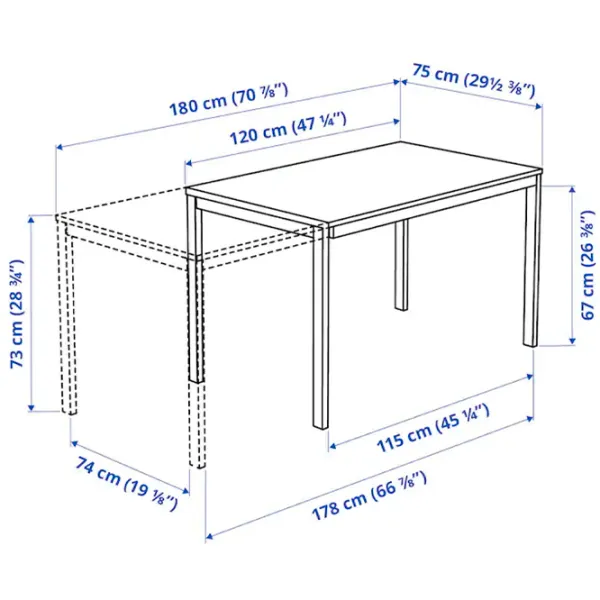 Set masă și scaune Ikea Vangsta/Teodores Dreptunghiulară / PAL / White photo 7