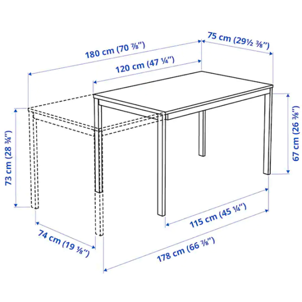 Set masă și scaune Ikea Vangsta/Teodores Dreptunghiulară / PAL / White photo 7
