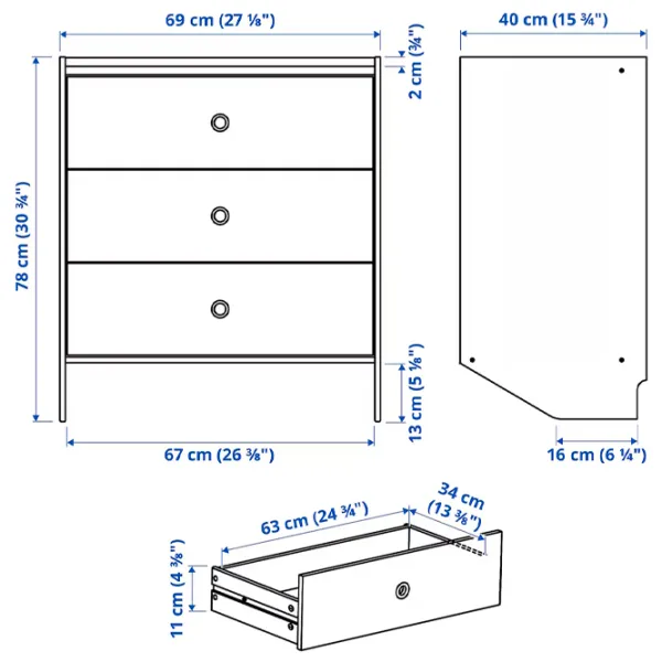 Комод Ikea Racknas 78 x 69 x 40см / ДСП / Белый photo 7