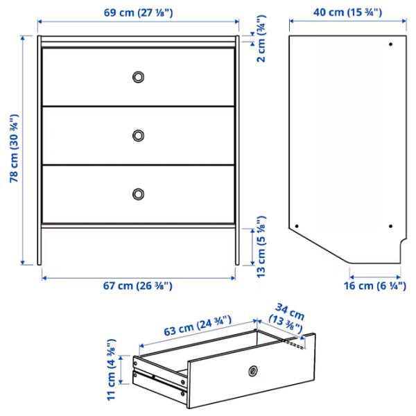 Комод Ikea Racknas 78 x 69 x 40см / ДСП / Белый photo 7