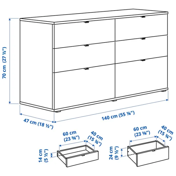 Комод Ikea Vihals 75 x 140 x 47см / МДФ / Белый photo 6