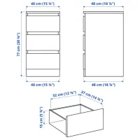 Комод Ikea Malm 78 x 40 x 48см / МДФ / Белый photo 2