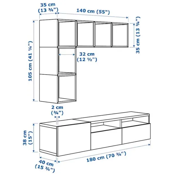 Living Ikea Besta/Eket Modulară / White photo 4