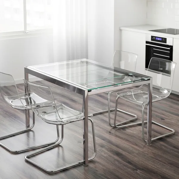 Masă de bucătărie extensibilă Ikea Glivarp Sticlă/ Crom photo 2 Masă de bucătărie extensibilă Ikea Glivarp Sticlă/ Crom photo 2