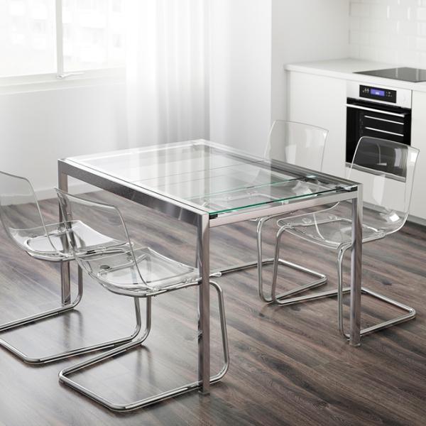 Masă de bucătărie extensibilă Ikea Glivarp Sticlă/ Crom photo 2 Masă de bucătărie extensibilă Ikea Glivarp Sticlă/ Crom photo 2
