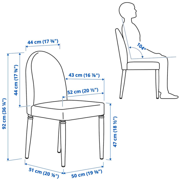 Кухонный стул Ikea Danderyd/Vissle Ткань/ Серый White photo 7