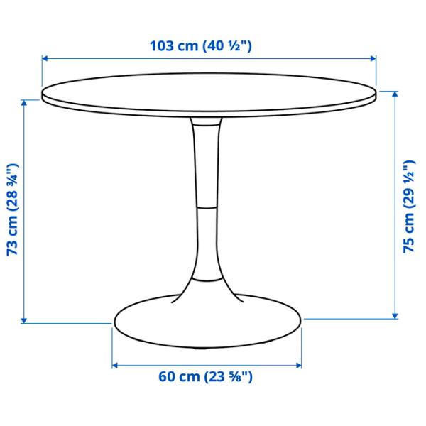 Masă de bucătărie fixă Ikea Docksta PAL/ White photo 4