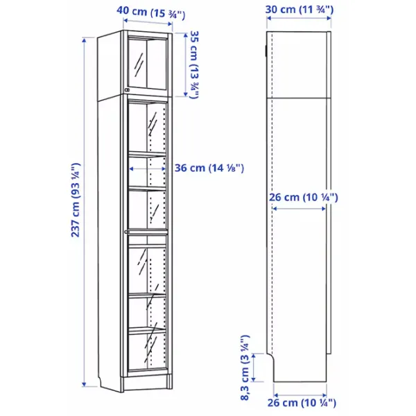 Dulap cu vitrină Ikea Billy  PAL / Walnut photo 3