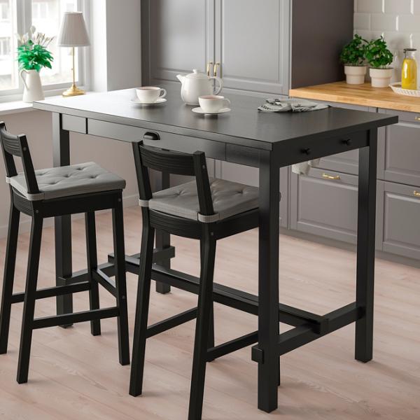 Masă de bucătărie fixă Ikea Nordviken MDF/ Black photo 2