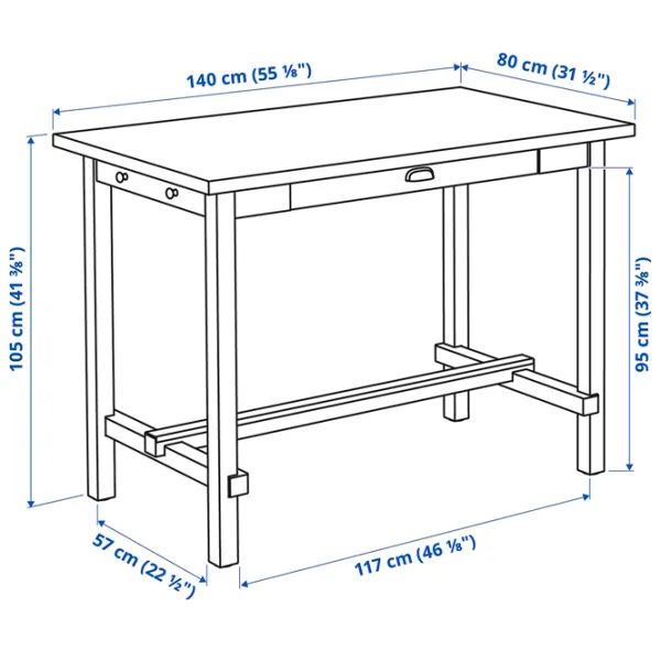 Masă de bucătărie fixă Ikea Nordviken MDF/ Black photo 6