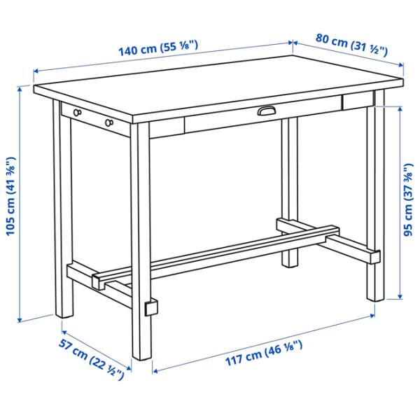 Masă de bucătărie fixă Ikea Nordviken MDF/ Black photo 6