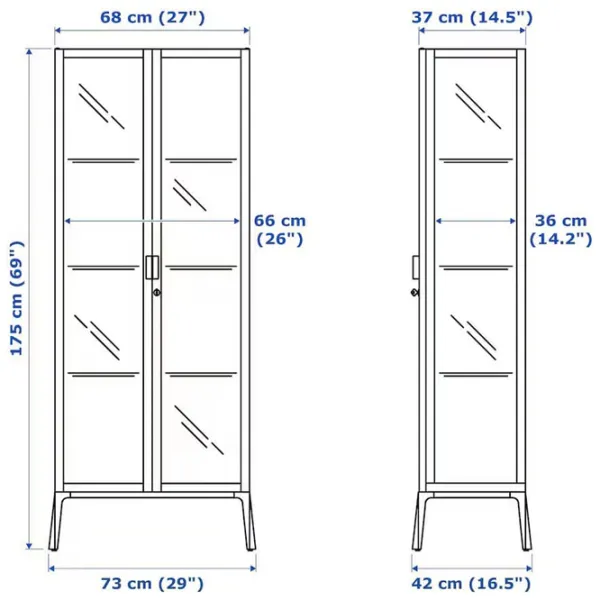 Dulap cu vitrină Ikea Milsbo Metal / Antracit photo 2