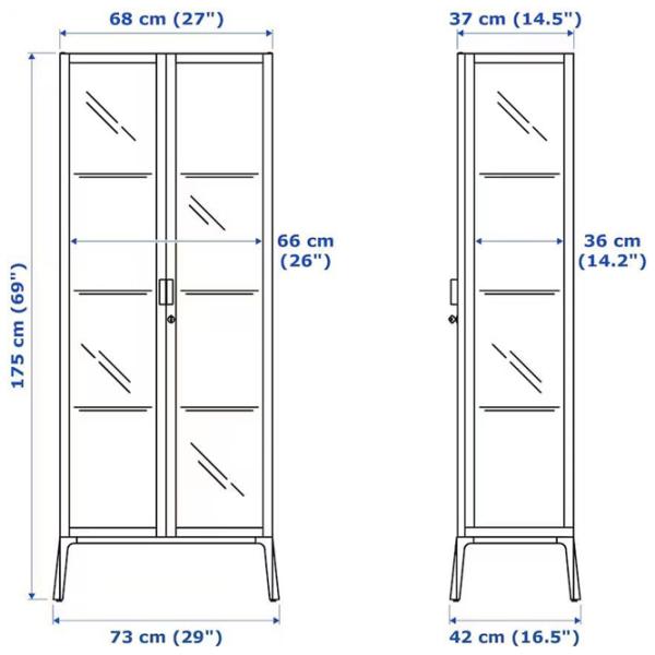 Dulap cu vitrină Ikea Milsbo Metal / Antracit photo 2