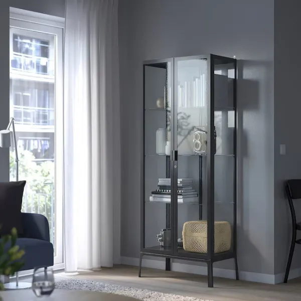 Dulap cu vitrină Ikea Milsbo Metal / Antracit photo 3