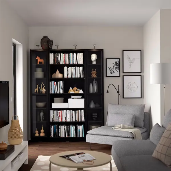 Шкаф Ikea Billy/Oxberg 202 x 160 x 30см / МДФ / Дуб черный photo 2 Шкаф Ikea Billy/Oxberg 202 x 160 x 30см / МДФ / Дуб черный photo 2
