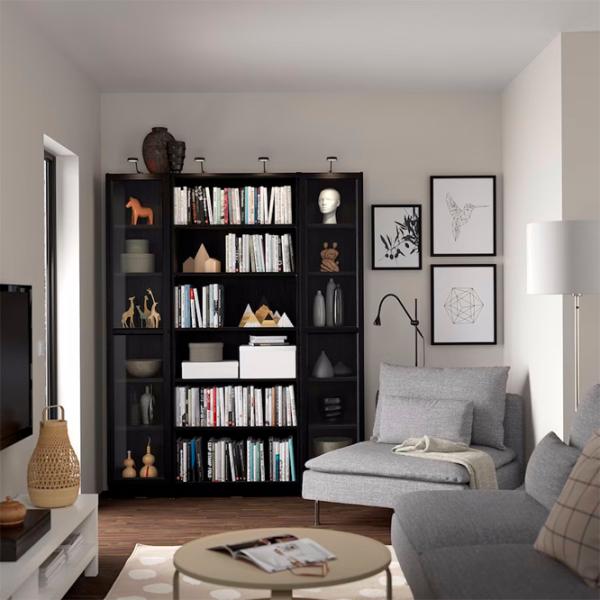 Шкаф Ikea Billy/Oxberg 202 x 160 x 30см / МДФ / Дуб черный photo 2 Шкаф Ikea Billy/Oxberg 202 x 160 x 30см / МДФ / Дуб черный photo 2