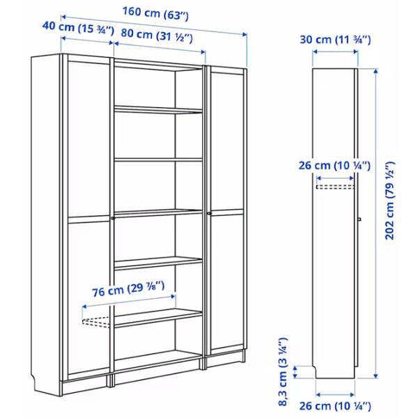 Шкаф Ikea Billy/Oxberg 202 x 160 x 30см / МДФ / Дуб черный photo 7 Шкаф Ikea Billy/Oxberg 202 x 160 x 30см / МДФ / Дуб черный photo 7