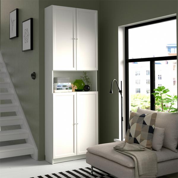 Шкаф Ikea Billy/Oxberg 237 x 80 x 30см / МДФ / White photo 2