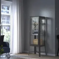 Dulap cu vitrină Ikea Fabrikor Metal / Dark grey photo 2