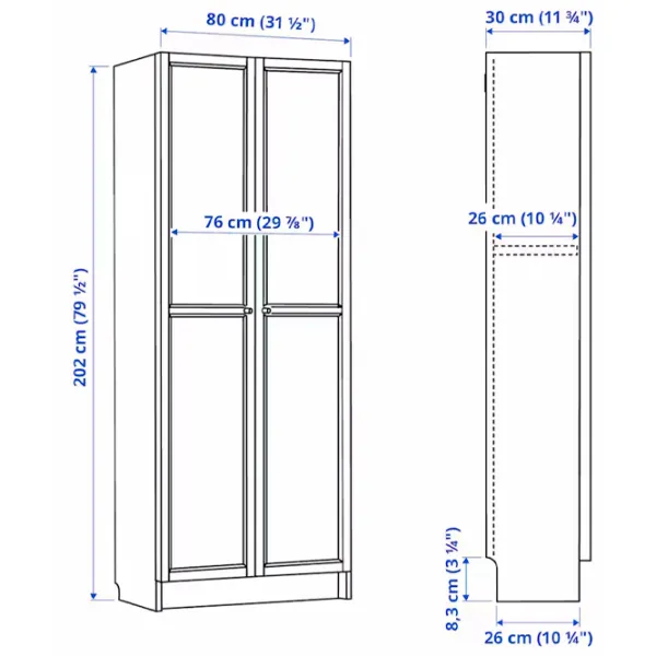 Шкаф Ikea Billy/Hogadal 202 x 80 x 30см / МДФ / White photo 6
