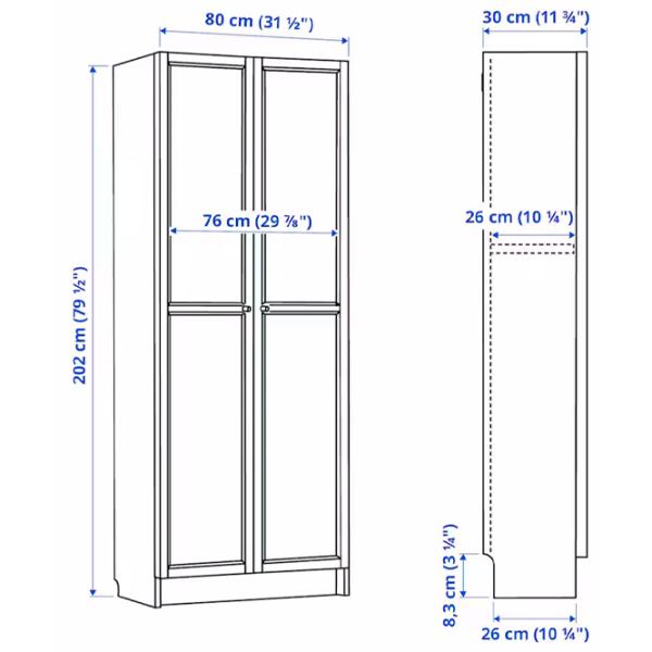 Шкаф Ikea Billy/Hogadal 202 x 80 x 30см / МДФ / White photo 6