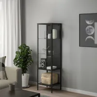 Dulap cu vitrină Ikea Rudsta Metal / Antracit photo 2