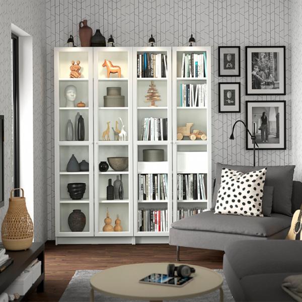 Dulap Ikea Billy/Oxberg 202 x 160 x 30 / MDF / White photo 6