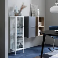 Dulap cu vitrină Ikea Baggebo Metal / White photo 3