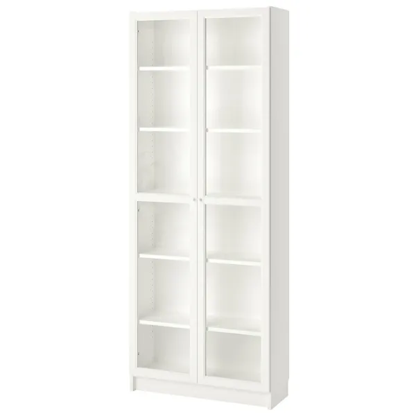 Шкаф Ikea Billy/Oxberg 202 x 80 x 30см / Стекло / White photo 1 Шкаф Ikea Billy/Oxberg 202 x 80 x 30см / Стекло / White photo 1