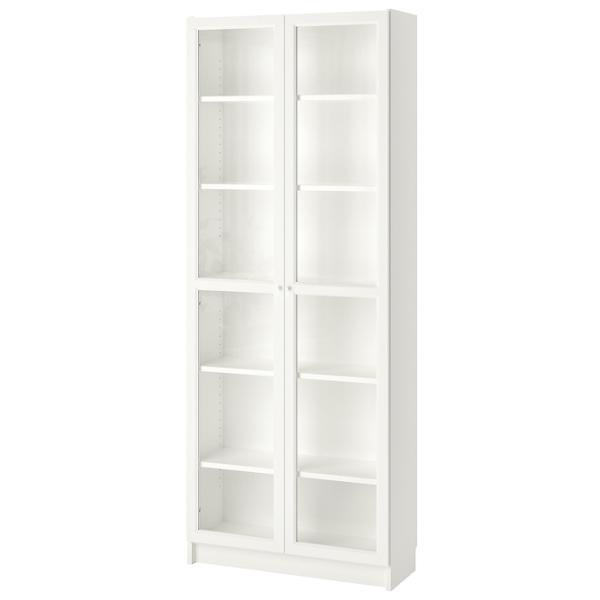 Шкаф Ikea Billy/Oxberg 202 x 80 x 30см / Стекло / White photo 1 Шкаф Ikea Billy/Oxberg 202 x 80 x 30см / Стекло / White photo 1
